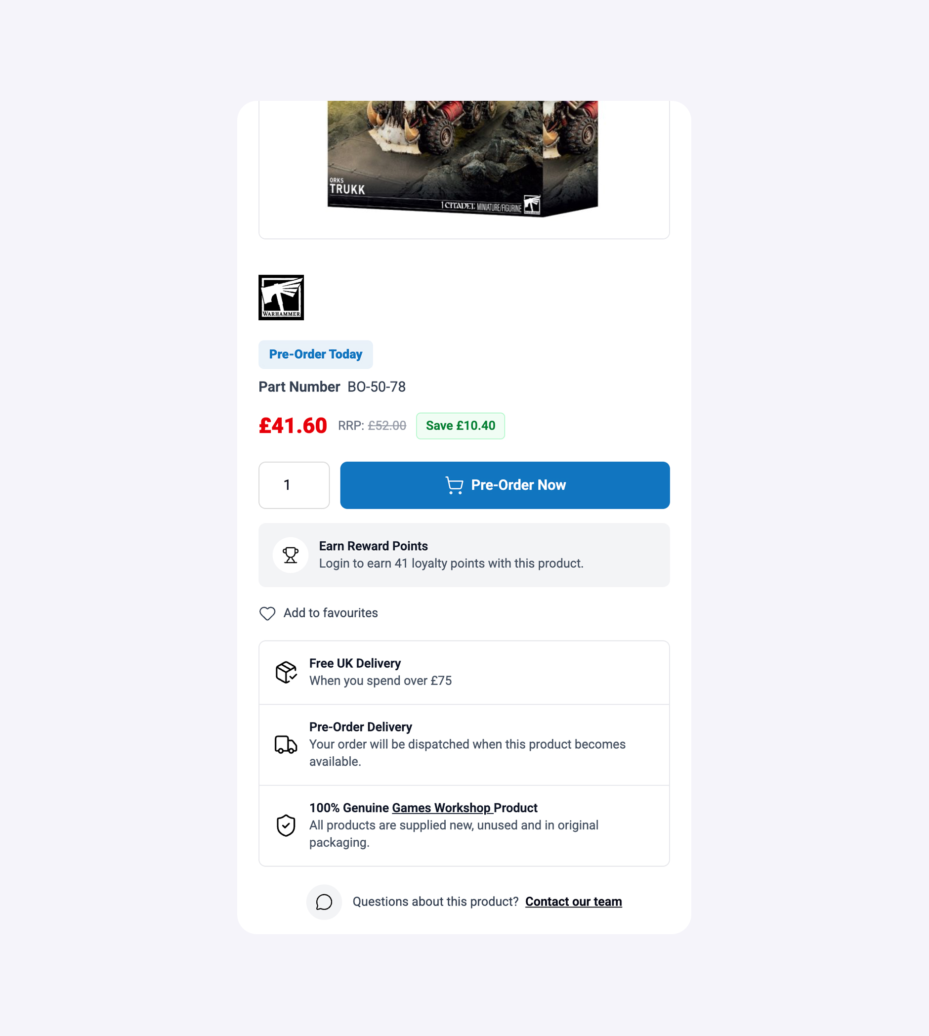 Hobby Workshop Magento product page on mobile